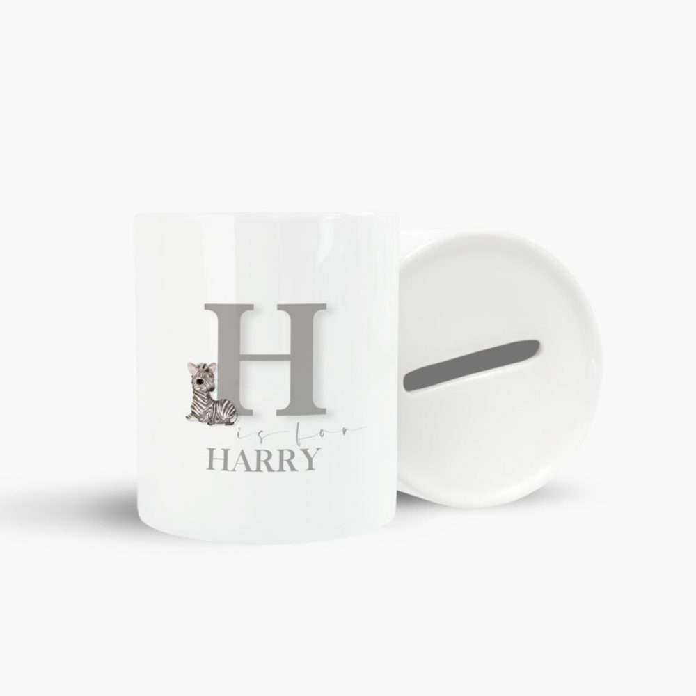Personalised Zebra Ceramic Money Box