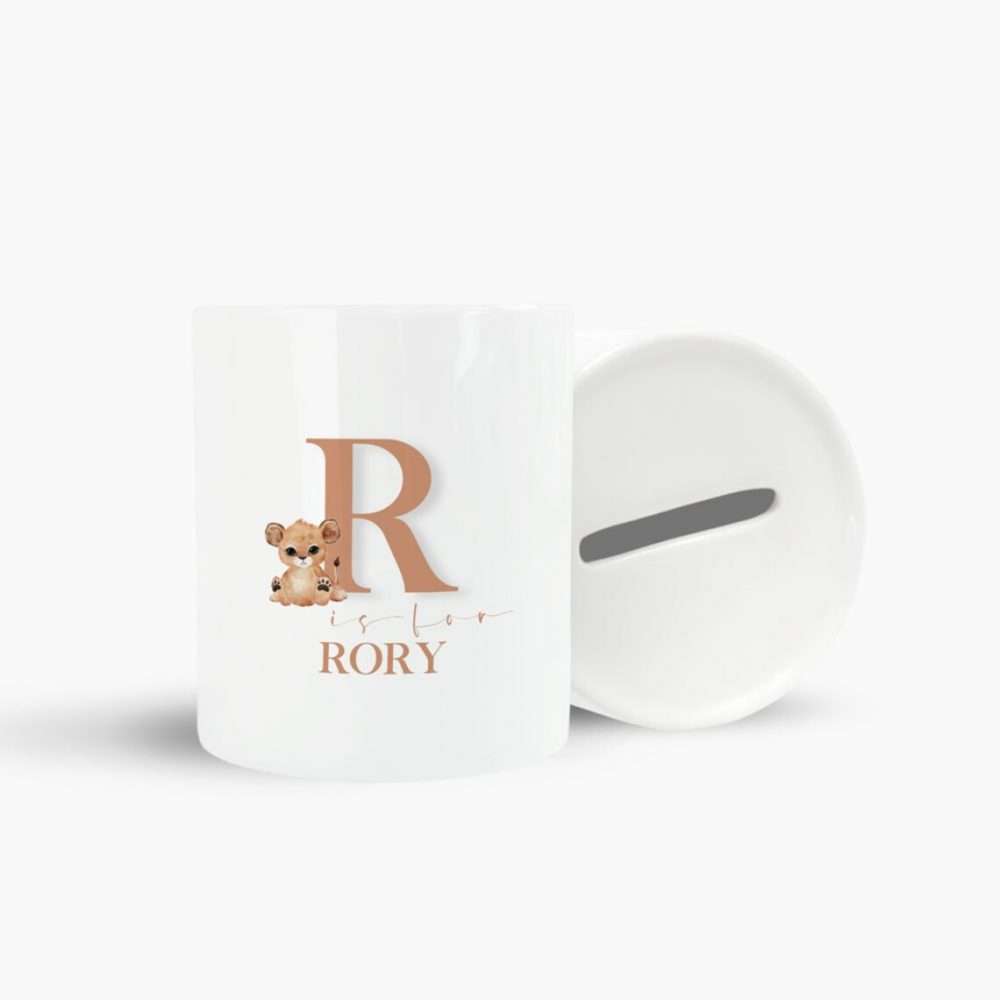 Personalised Lion Ceramic Money Box