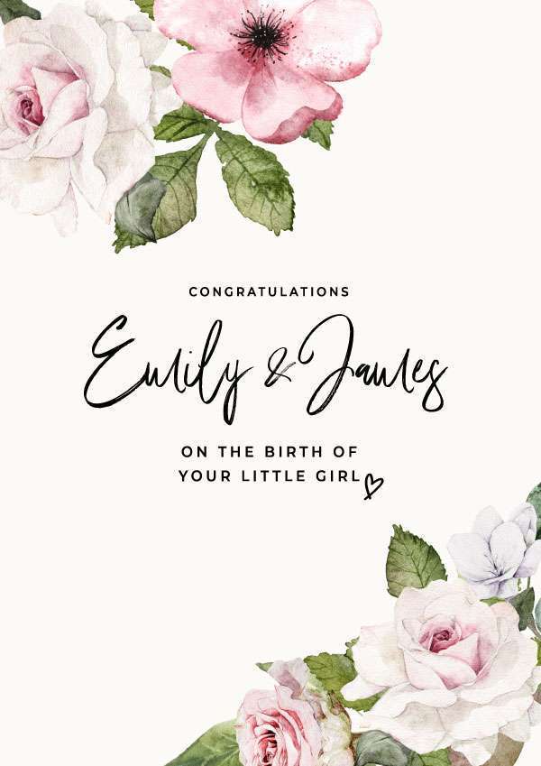 Personalised New Baby Girl Congratulations Card