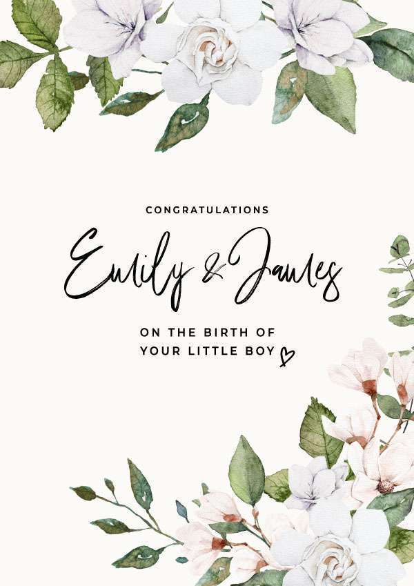 Personalised New Baby Boy Congratulations Card