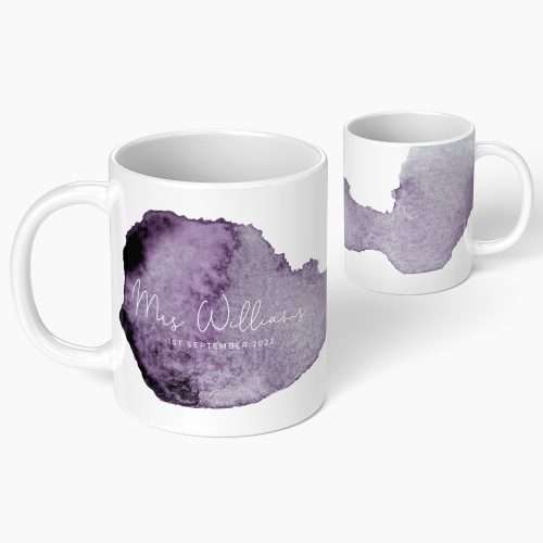Personalised Wedding Purple Smudge Watercolour Mug