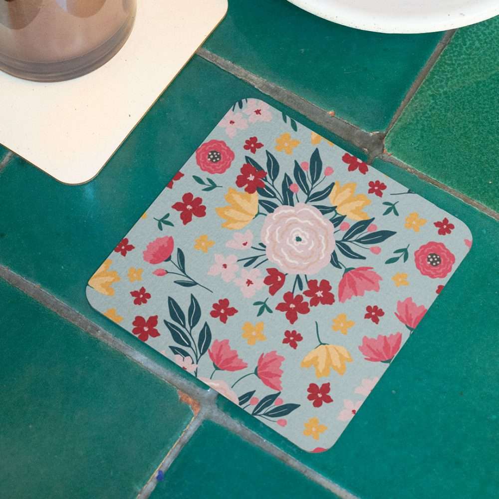 Light Blue Mother's Day Floral Coaster