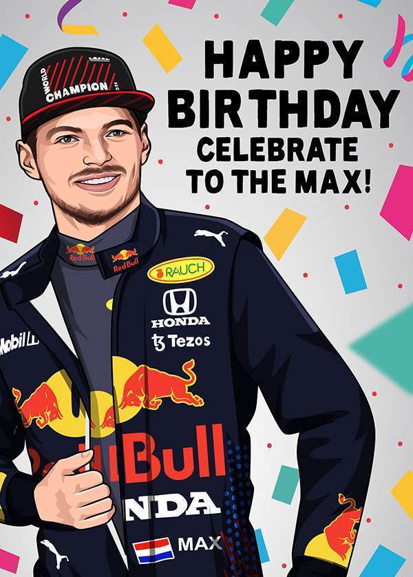 Max Verstappen Formula 1 Birthday Card