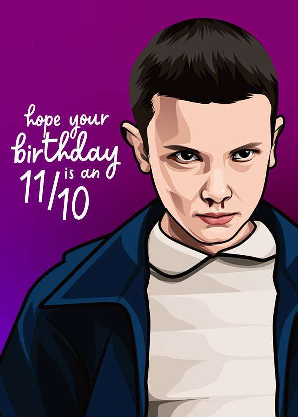 11 from Stranger Things Birthday Card