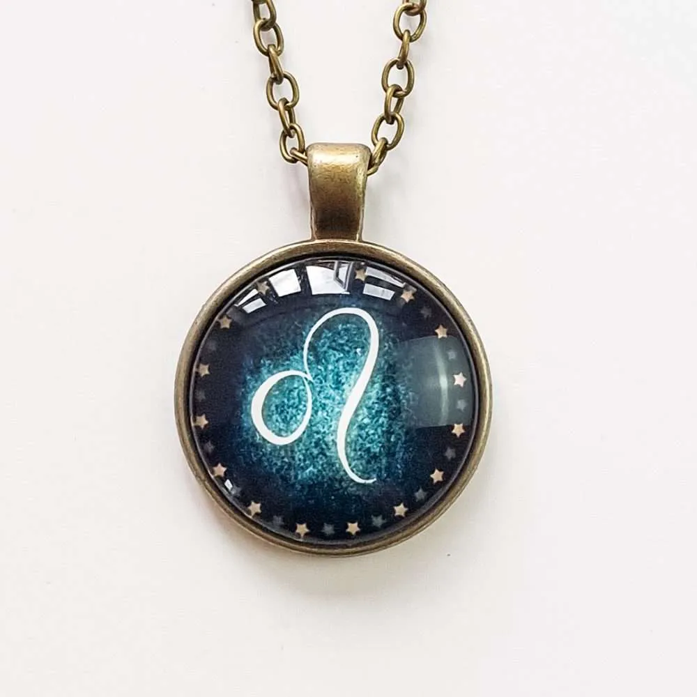 Leo Constellation/Zodiac Sign Glass Pendant Necklace Leo Constellation/Zodiac Sign Glass Pendant Necklace