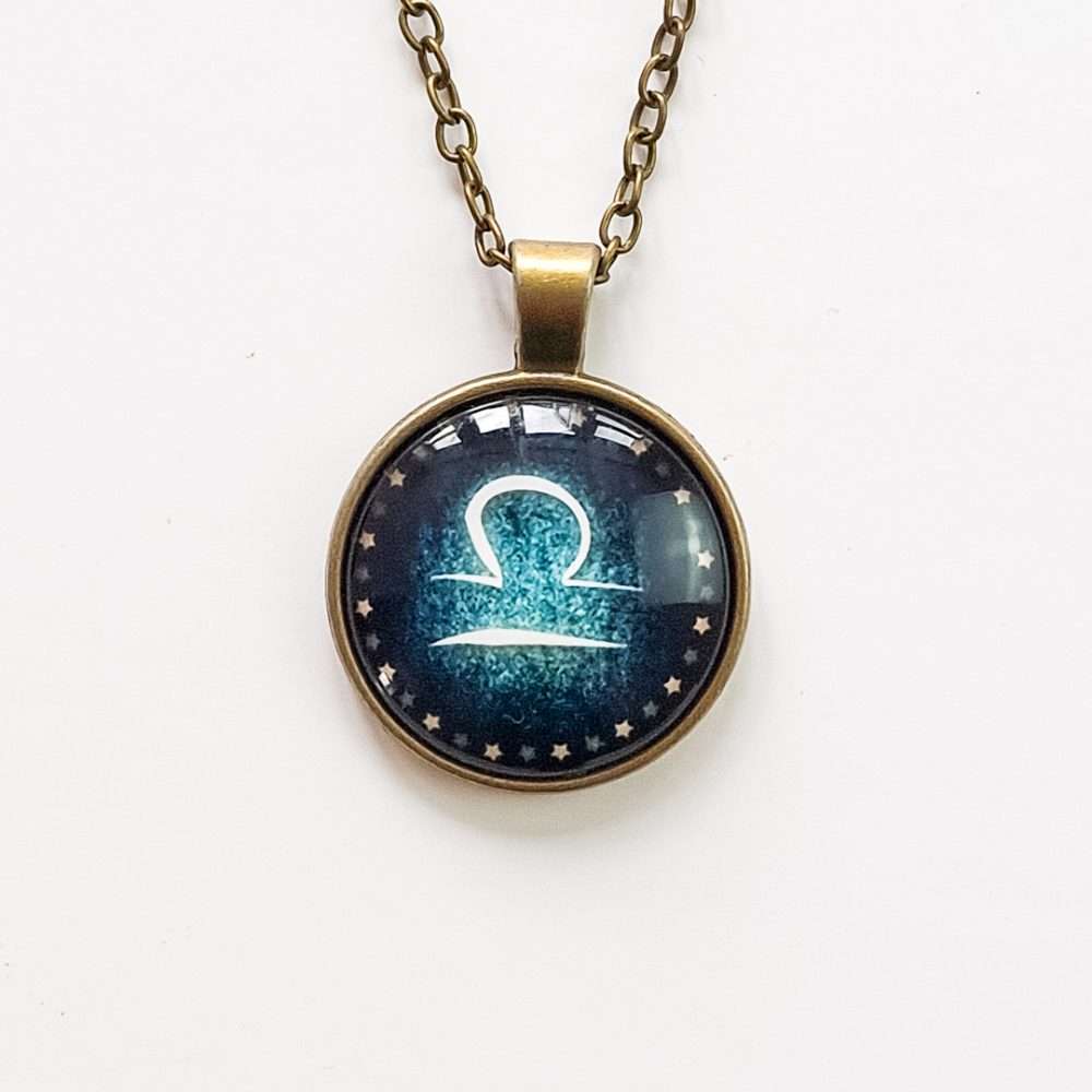 Libra Constellation/Zodiac Sign Glass Pendant Necklace Libra Constellation/Zodiac Sign Glass Pendant Necklace
