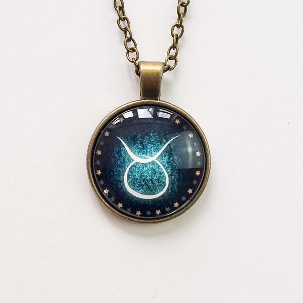 Taurus Constellation/Zodiac Sign Glass Pendant Necklace
