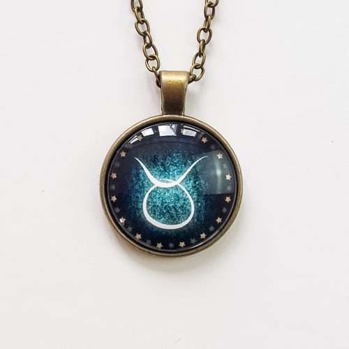 Taurus Constellation/Zodiac Sign Glass Pendant Necklace