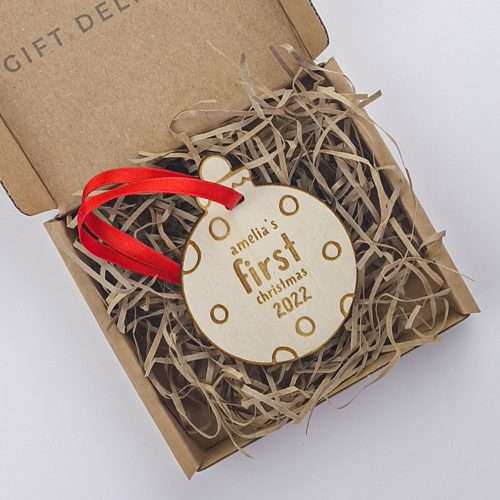 Personalised First Christmas Tree Bauble Decoration