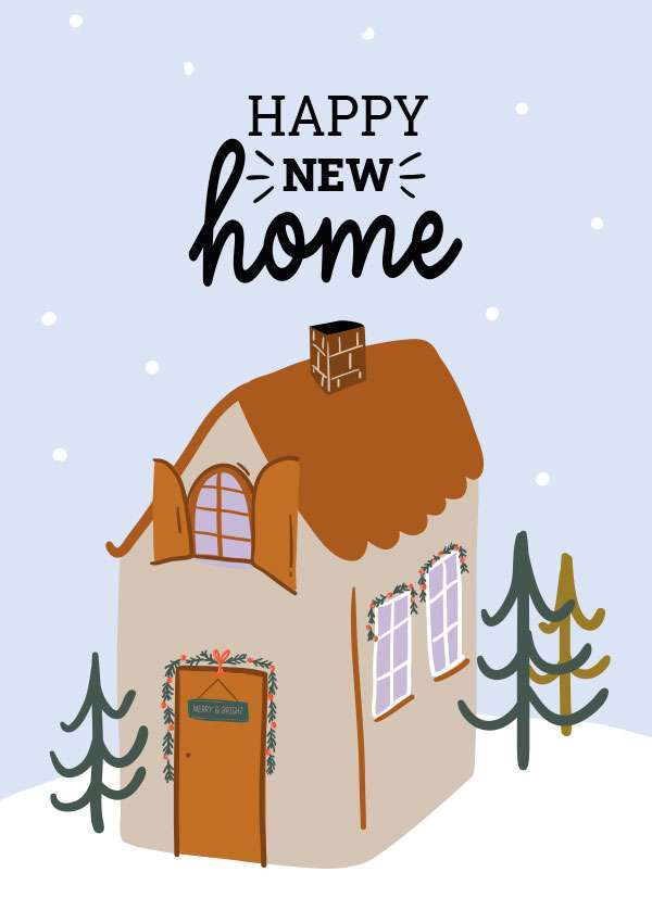 Christmas House New Home Housewarming Card