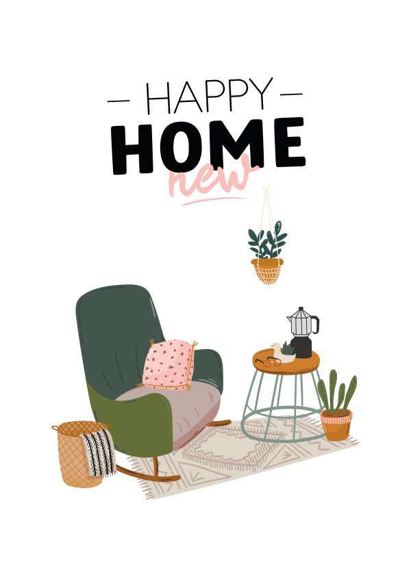 Rocking Chair Scene New Home Housewarming Card