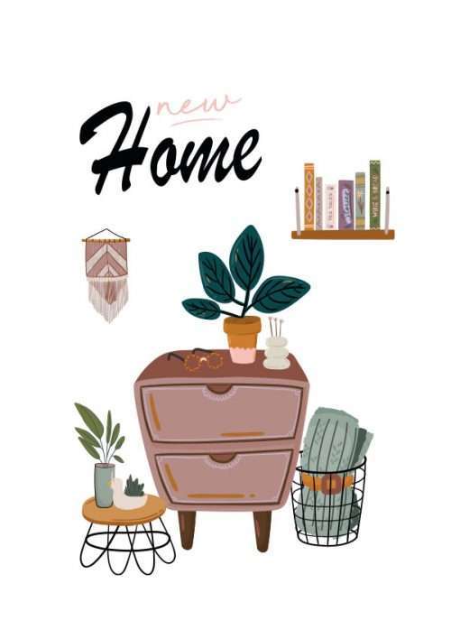 Draws Scene New Home Housewarming Card