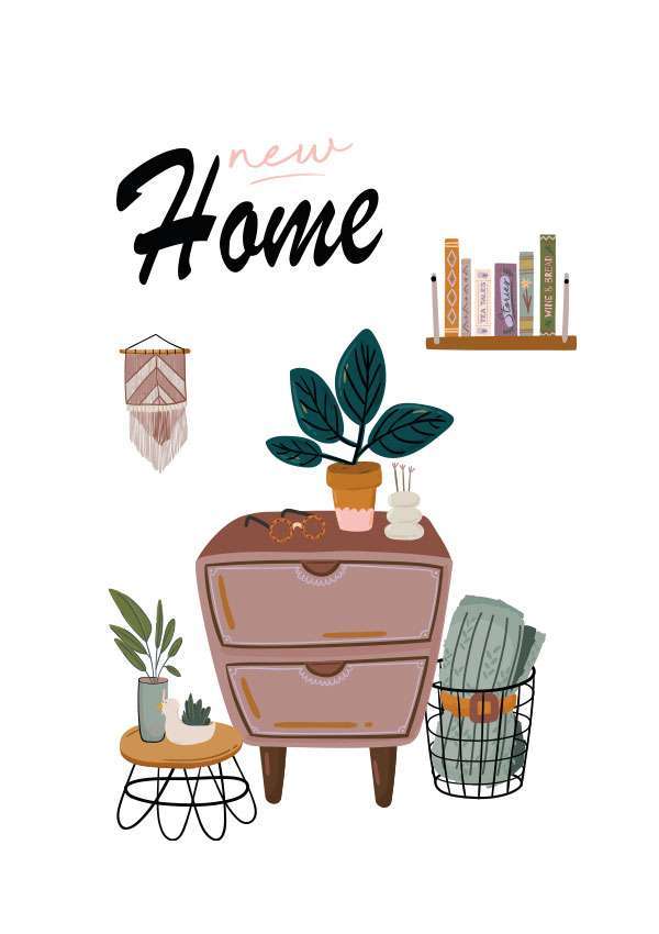 Draws Scene New Home Housewarming Card