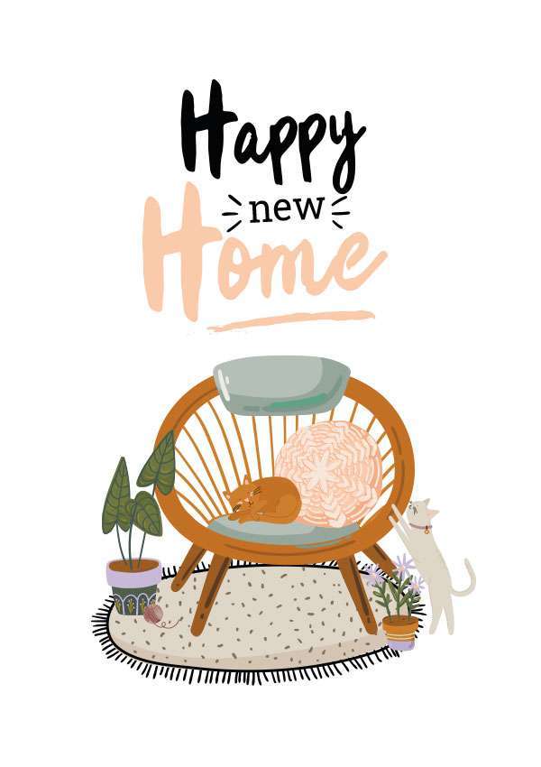 Cat Scene New Home Housewarming Card