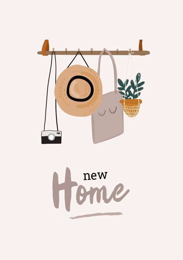 Coat Hanger Scene New Home Housewarming Card