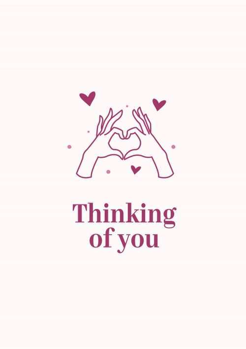 Thinking of you with Heart Hands Illustrated Card