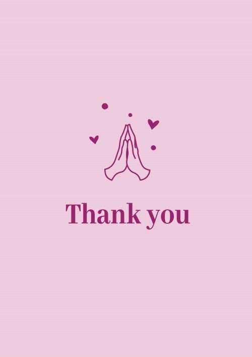 Thank You with Hands Together Illustrated Card