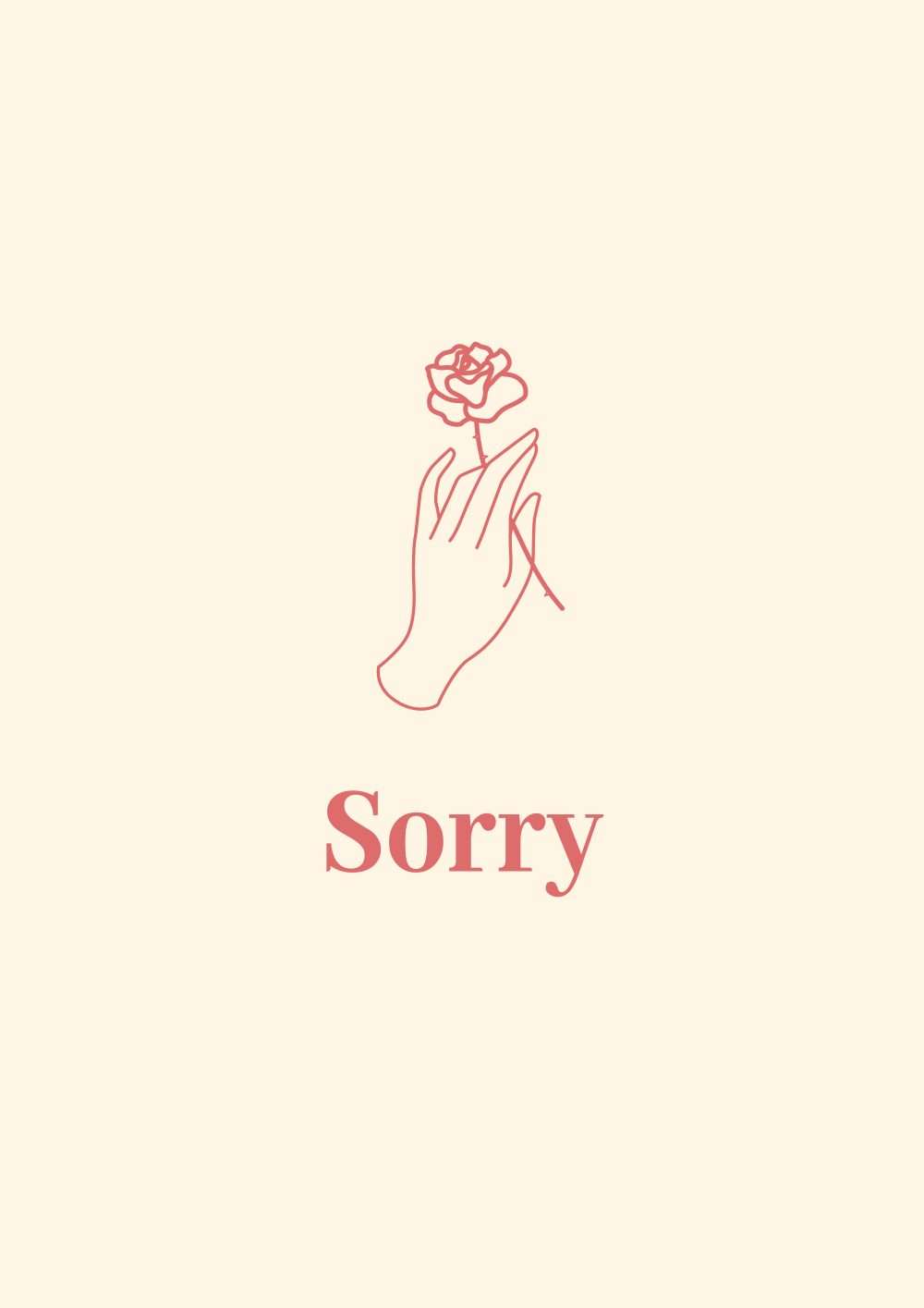 Sorry with Hand & Rose Illustrated Card