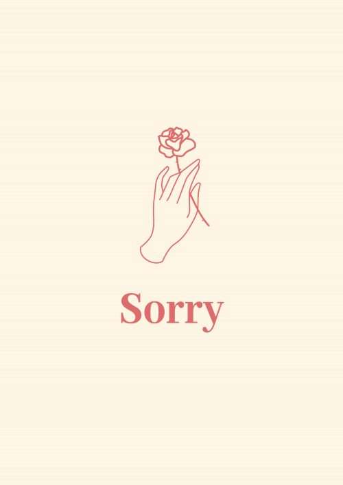 Sorry with Hand & Rose Illustrated Card
