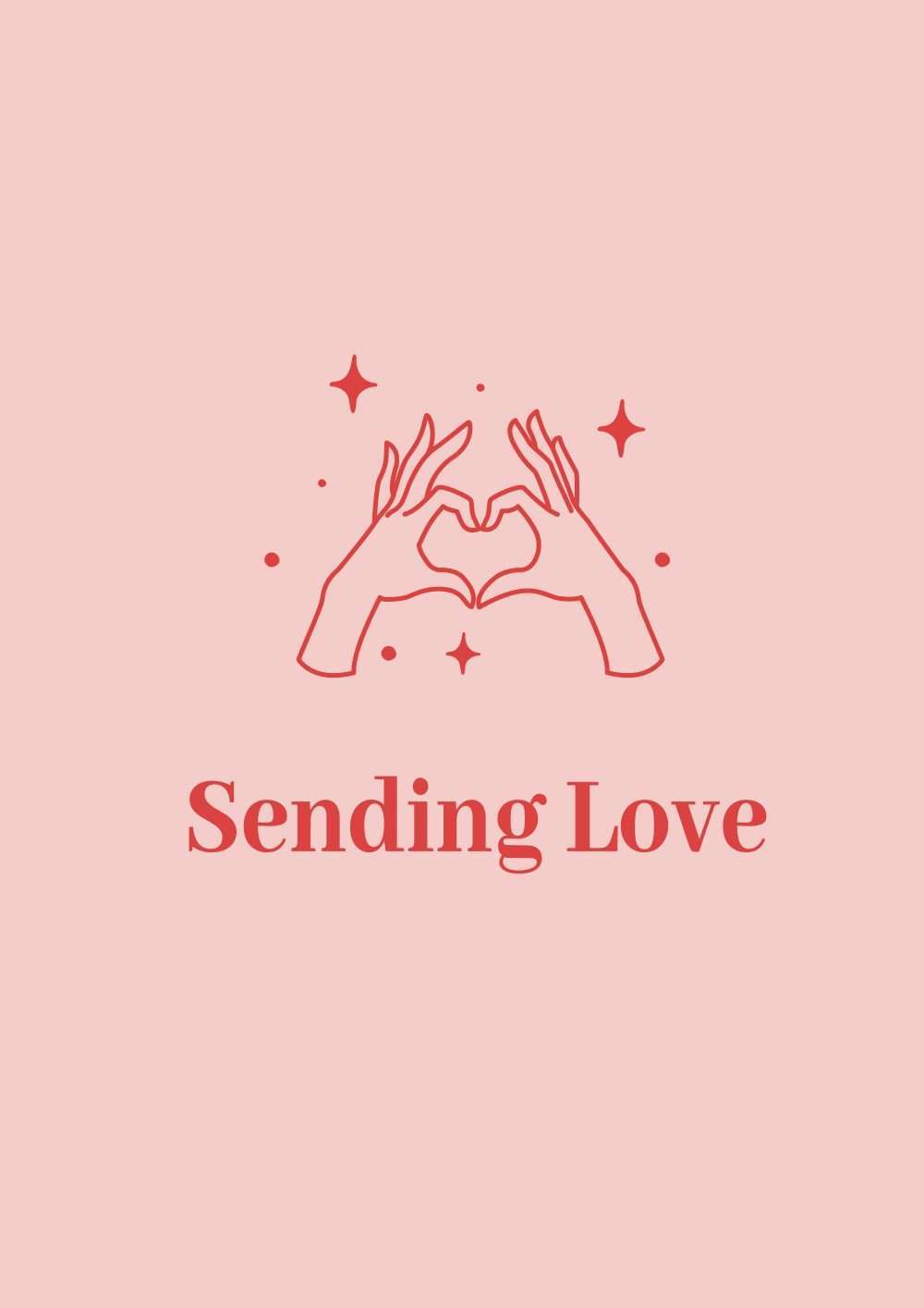 Sending Love with Heart Hands Illustrated Card