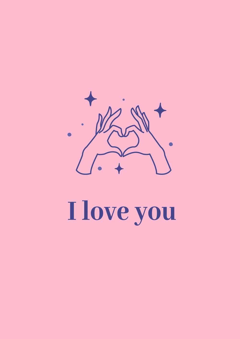 I love you with Heart Hands Illustrated Card