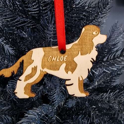 King Charles Spaniel Dog Wooden Christmas Tree Decoration