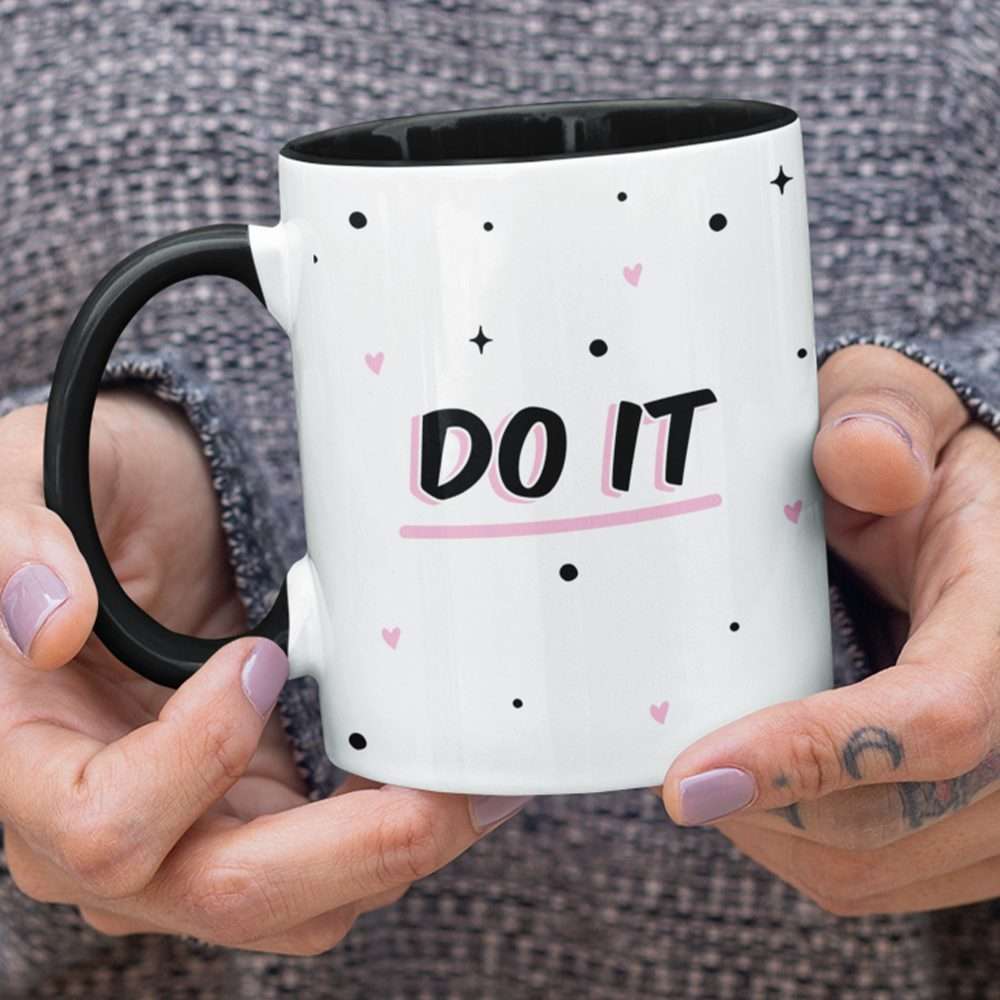 Black DO IT Polka Dot Mug