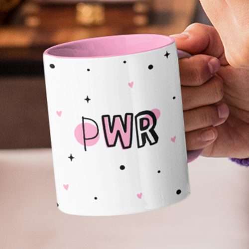 Pink Power (PWR) Polka Dot Mug