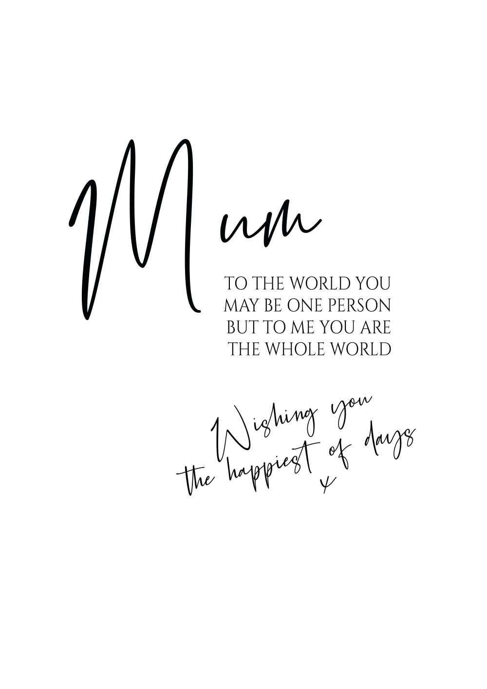 Mum to the world... Birthday Card