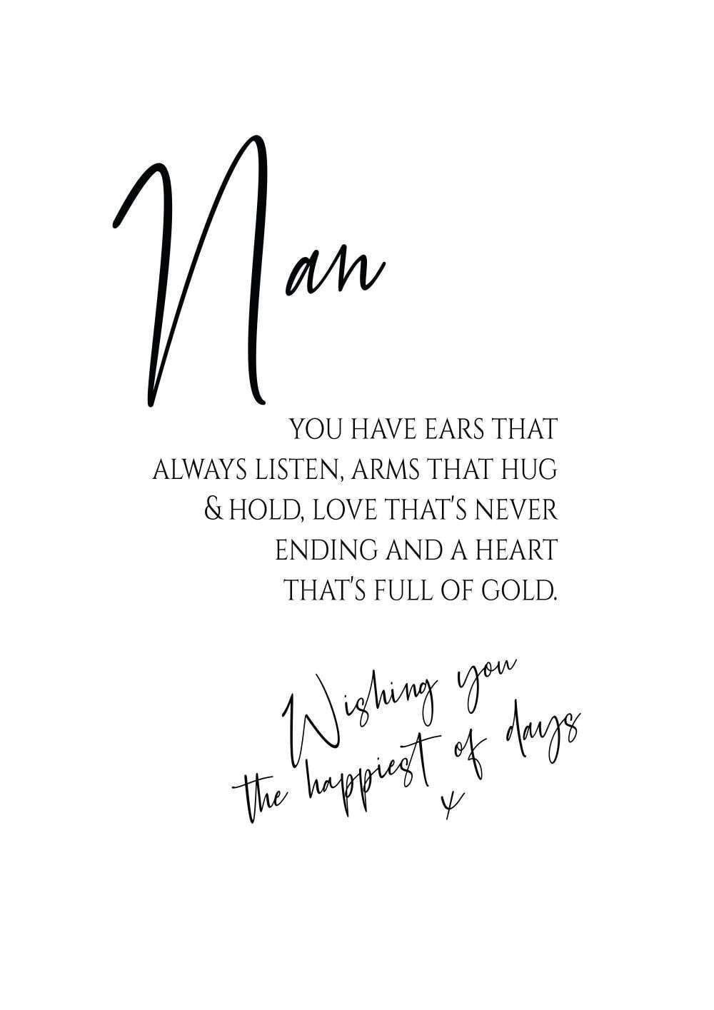 Nan you have ears that... Birthday Card