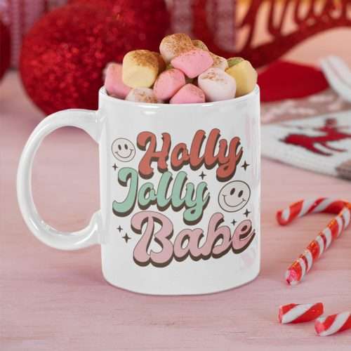Retro Holly Jolly Babe Christmas Mug