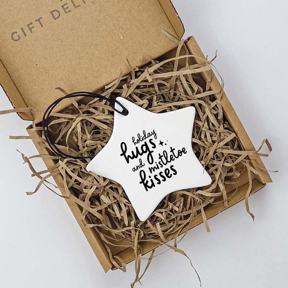 Holiday hugs and Mistletoe Kisses Christmas Keepsake Decoration Holiday hugs and Mistletoe Kisses Christmas Keepsake Decoration