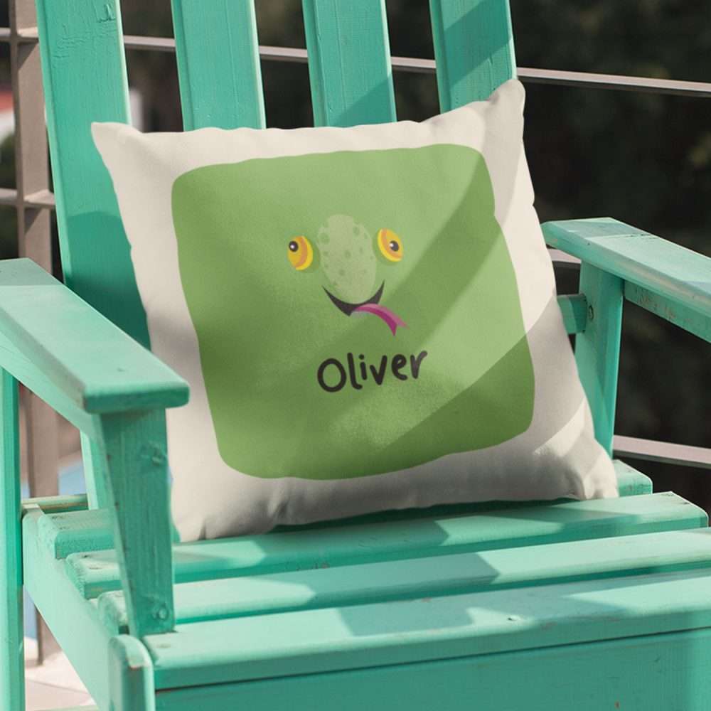 Carley the Chameleon Personalised Cushion