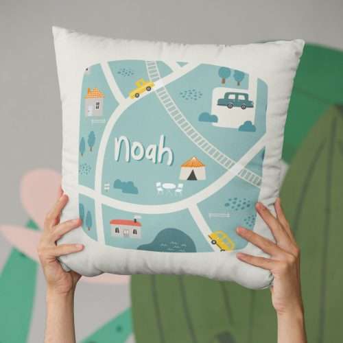 Personalised Childrens Kids Transport Road Map Cushion