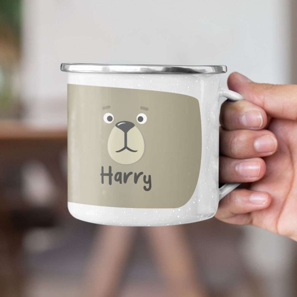 Barry the Bear Personalised Childs Unbreakable Tin Enamel Mug / Cup