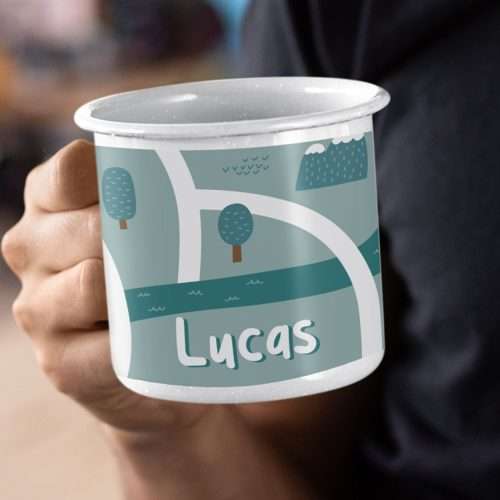 Personalised Childs Transport Road Map Unbreakable Tin Enamel Mug / Cup