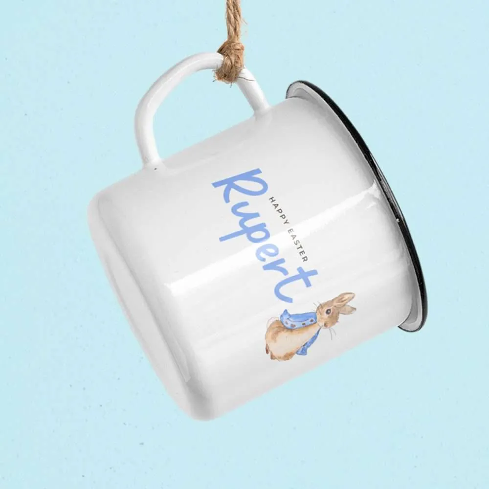 Personalised Childs Peter Rabbit Blue Unbreakable Tin Enamel Mug / Cup Personalised Childs Peter Rabbit Blue Unbreakable Tin Enamel Mug / Cup