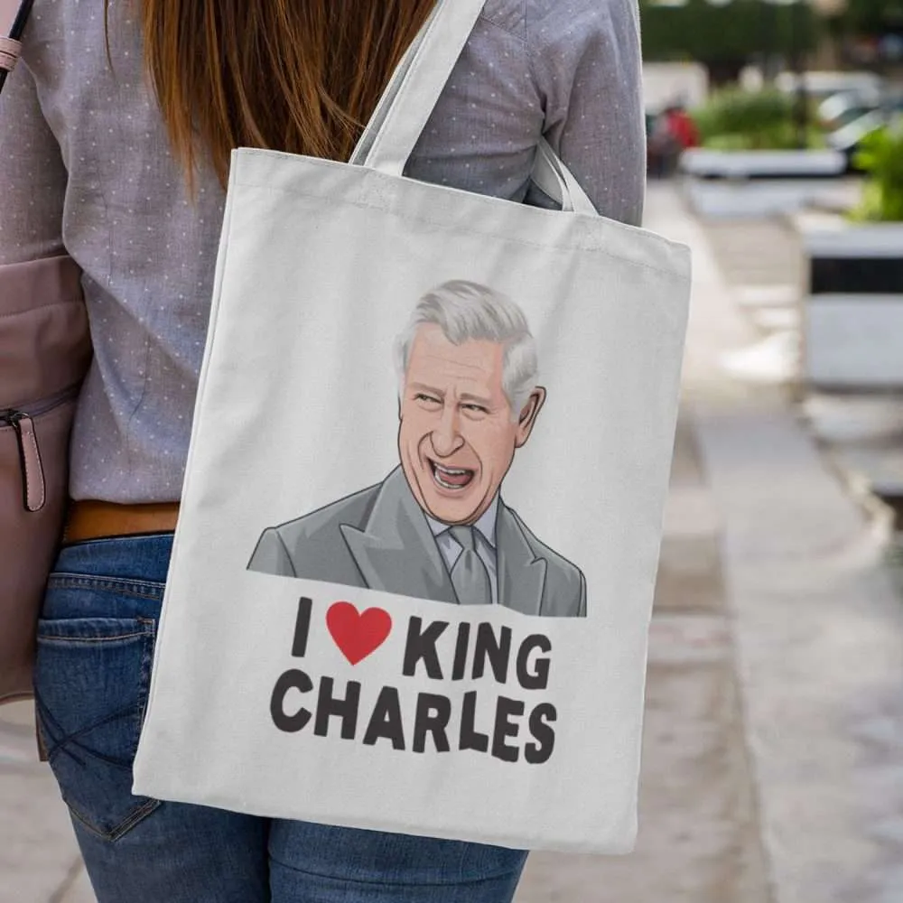 I Love King Charles Tote Bag Coronation Souvenir Great Keepsake