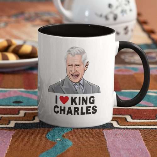 I Love King Charles Mug with Black Handle Coronation Souvenir Great Keepsake