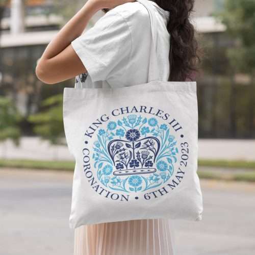 King Charles Official Blue Logo Tote Bag Coronation Souvenir Great Keepsake