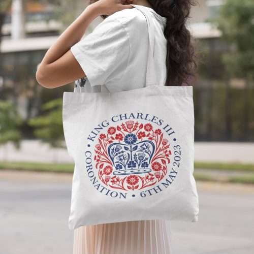 King Charles Official Red & Blue Logo Tote Bag Coronation Souvenir Great Keepsake