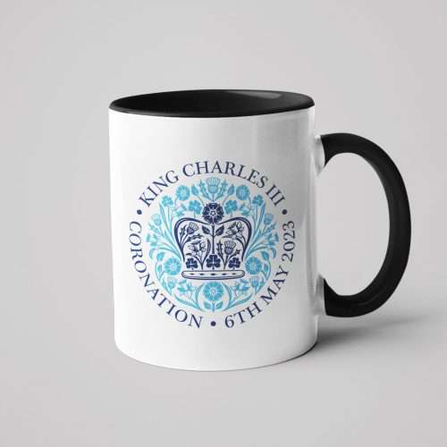 King Charles Official Blue Logo Mug with Colour Handle Coronation Souvenir Great Keepsake