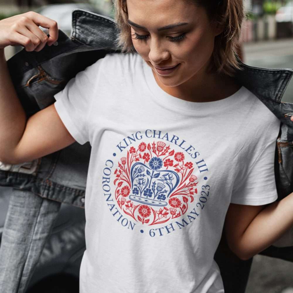 King Charles Official Red & Blue Logo T-Shirt Coronation Souvenir Great Keepsake