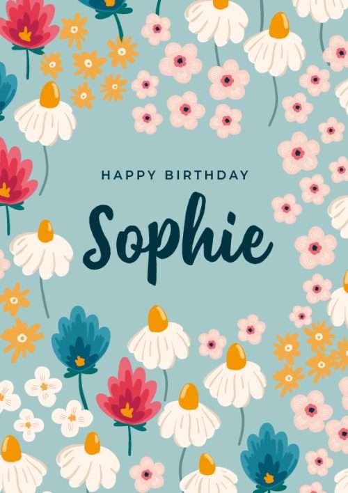 Personalised Floral Petal Pop Happy Birthday Card