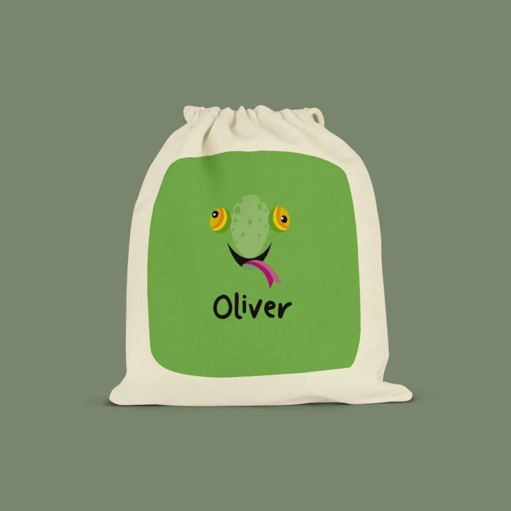 Carley the Chameleon Personalised Drawstring Bag