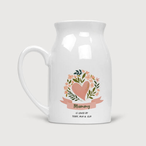 Heart Memory Flower Vase Personalised with Name or Text & Children's Names