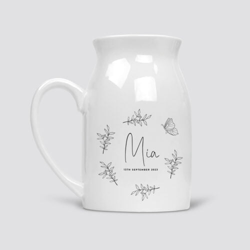 Petal Flower Vase New Baby Personalised with Name and Date of Birth
