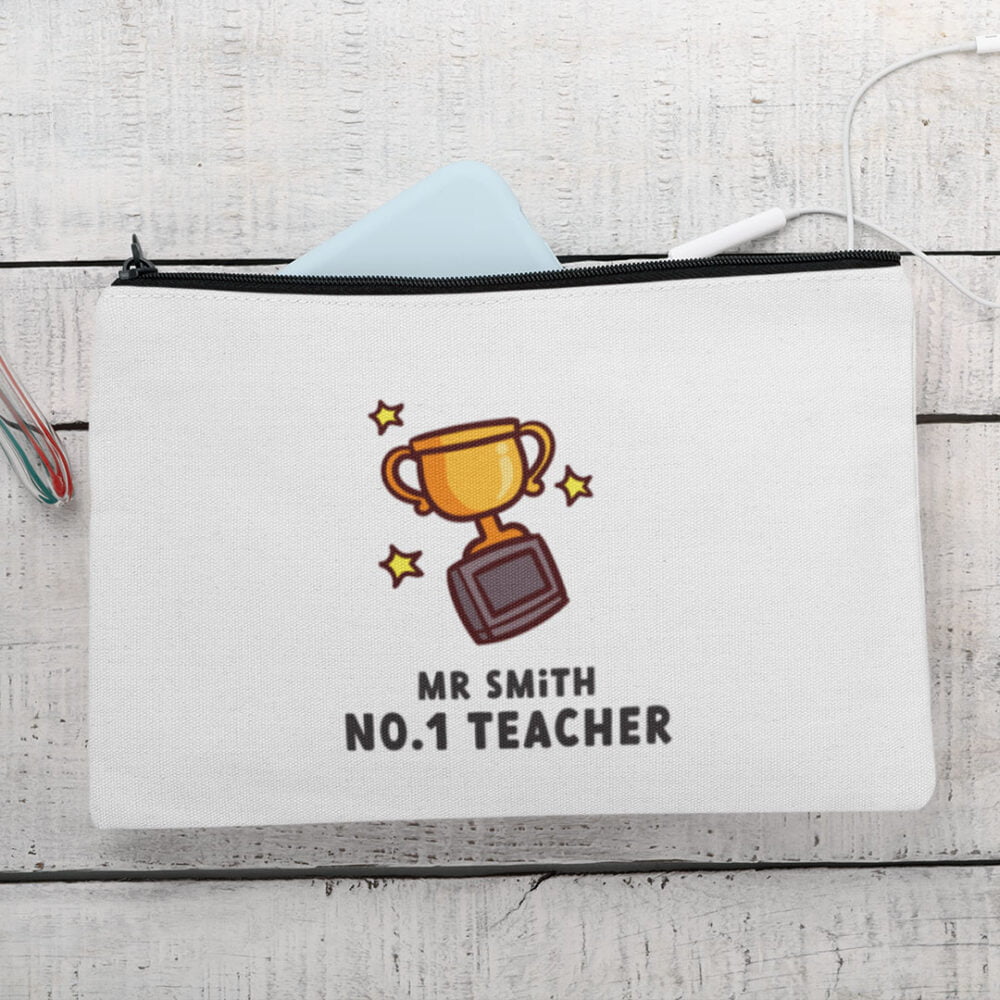 No.1 Teacher Pencil Case Personalised with Teachers Name