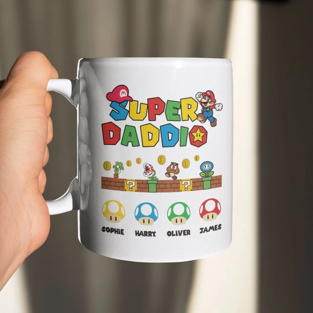 Super Mario / Daddio Personalised Plain White Mug