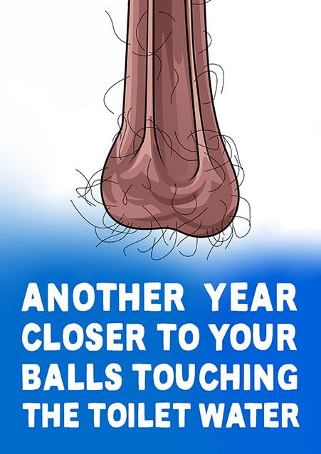 Funny Balls Touching the Toilet Water Birthday Card